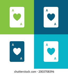Ace of Hearts Flat vier Farbe minimale Icon Set