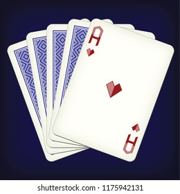 Ace of hearts and four cards - playing cards vector illustration