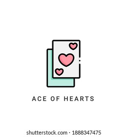 as de la ilustración del vector de icono de corazones. icono del as de corazones Diseño de color lineal.