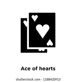 Ace of hearts icon vector isolated on white background, logo concept of Ace of hearts sign on transparent background, filled black symbol
