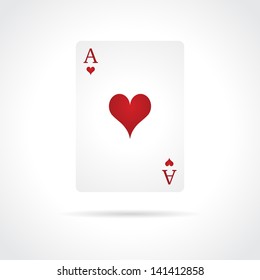 Ace of Hearts isolated on white background