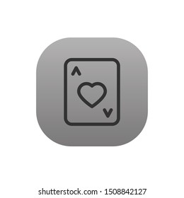 Ace of hearts  - Line Vector Icon