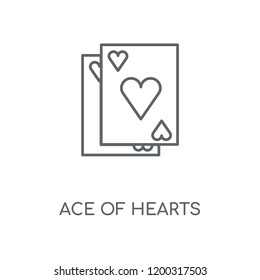 Ace of hearts linear icon. Ace of hearts concept stroke symbol design. Thin graphic elements vector illustration, outline pattern on a white background, eps 10.