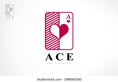 Ace of hearts logo. Playing cards design.