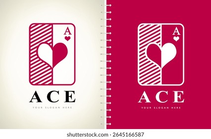 Ace of hearts logo vector. Playing cards design