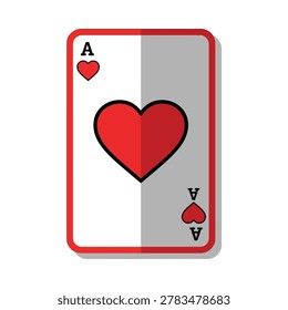 Ace of hearts playing card flat design illustration with two tone, gambling