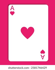 Ace of Hearts Playing Card Love Symbol Minimalist Romantic Design Valentine's Day Concept Poker Card Art