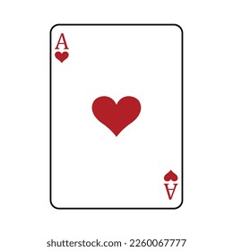 Ace of Hearts playing card, vector illustration isolated on white background