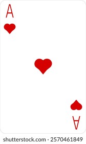 Ace of hearts playing card. Vector illustration on transparent background.