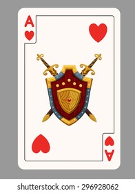 Ace of hearts playing card. Vector illustration