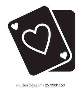 Ace of Hearts Playing Cards Icon in black color. Vector illustration.