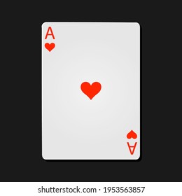 ace hearts poker card in dark bacground.