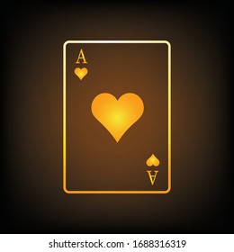 Ace hearts poker card gambling background yellow decoration.