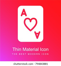 Ace of hearts red and pink gradient material white icon minimal design
