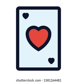 Ace of Hearts. Simple Vector Color Icon.