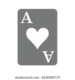 Ícone de vetor Ás de corações. Ás do coração jogando cartas.