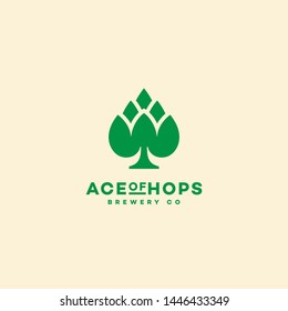Ace of hops logo design template. Vector illustration.