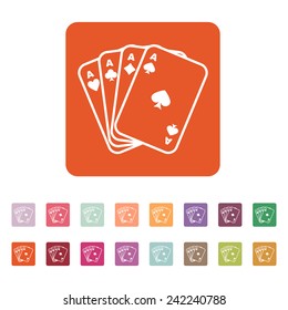 The Ace icon. Playing Card Suit symbol. Flat Vector illustration. Button Set