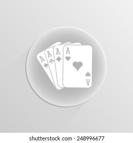 The Ace icon. Playing Card Suit symbol on a white button with shadow 