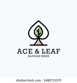 ace and leaf line outline original concept logo design download