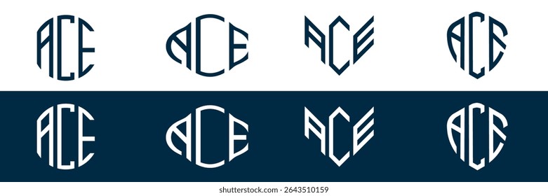 Design de conjunto de logotipo de letra ACE