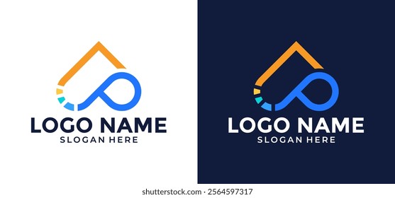 Ace line art vector logo illustration design with the letter P concept.