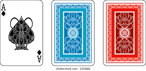 Ace and matching back from deck of playing cards, rest of deck available.