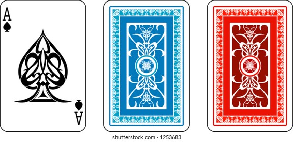 Ace and matching back from deck of playing cards, rest of deck also available.