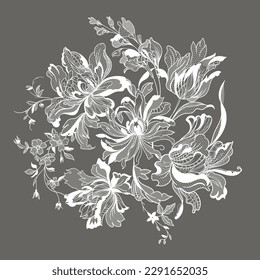 ace ornate flowers. vector illustration