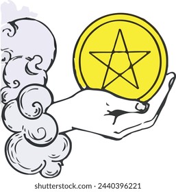 Ace of Pentacles tarot card | vector
