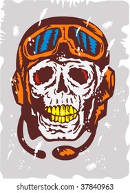 Ace Pilot Skull Face Grunge