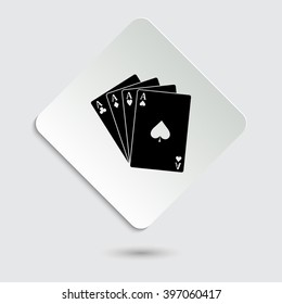 ace - Playing card - black vector icon  on a paper button