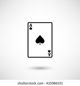 ace - Playing card - black vector icon  with shadow