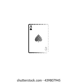 ace - Playing card - black vector icon ; halftone illustration