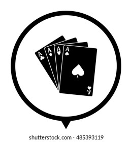 ace - Playing card - black vector  icon; map pointer