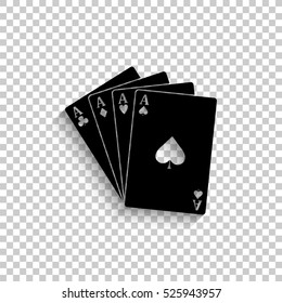 ace - Playing card - black vector  icon with shadow