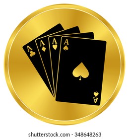 ace - Playing card - gold vector icon