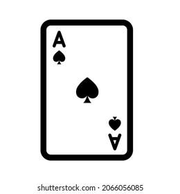 Ace playing card line icon, outline vector sign, linear style pictogram isolated on white. Spades card symbol, logo illustration. Editable stroke