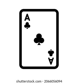 Ace playing card line icon, outline vector sign, linear style pictogram isolated on white. Clubs card symbol, logo illustration. Editable stroke