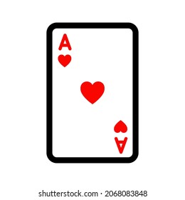 Ace playing card line icon, vector sign, linear style pictogram isolated on white. Hearts card symbol, logo illustration. Editable stroke