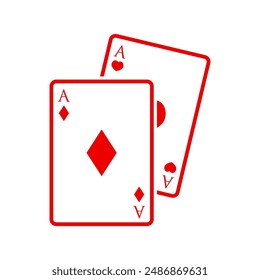 Ace playing card line icon, vector sign, linear style pictogram isolated on white. Diamonds card symbol, logo illustration