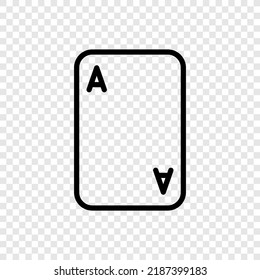 Ace, playing card simple icon vector. Flat design. Transparent grid.ai