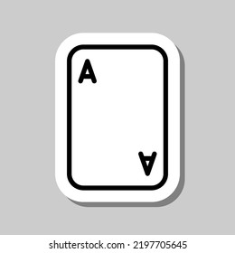Ace, playing card simple icon vector. Flat design. Sticker with shadow on gray background.ai