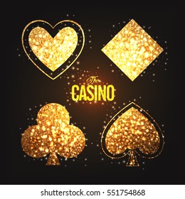 Símbolos de cartão de jogo Ace feitos por glitter dourado para conceito de Casino, Pode ser usado como cartaz, banner ou design de flyer.