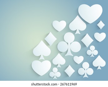 Ace playing card symbols on shiny blue background for Casino concept.