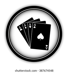 ace - Playing card - vector icon; round  button with shadow