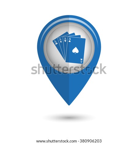 ace - Playing card - vector icon;  blue map pointer