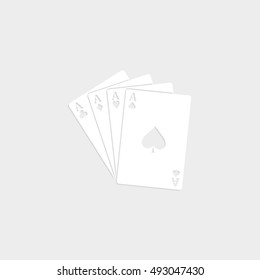ace - Playing card - white vector  icon with shadow
