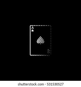 ace - Playing card - white vector icon ; halftone illustration