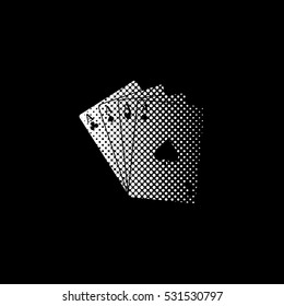 ace - Playing card - white vector icon;  halftone illustration